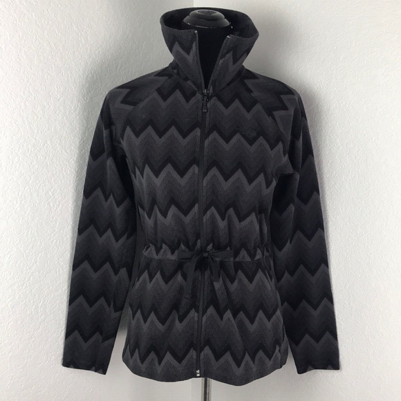 North Face Black Grey Zip Zag Print Zip Up Jacket - Picture 2 of 8
